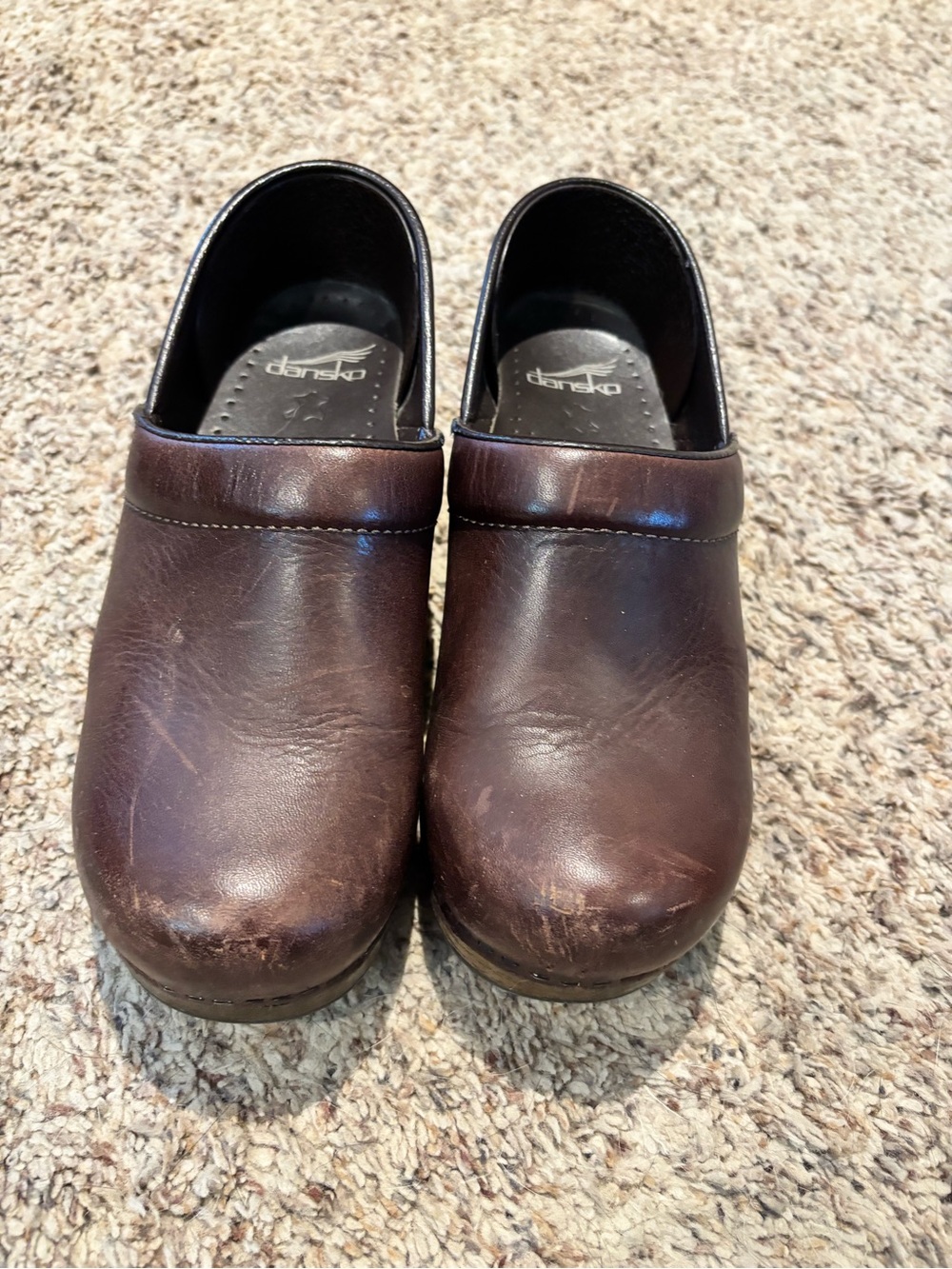 Dansko Dark Brown Leather Slip-On Clogs
